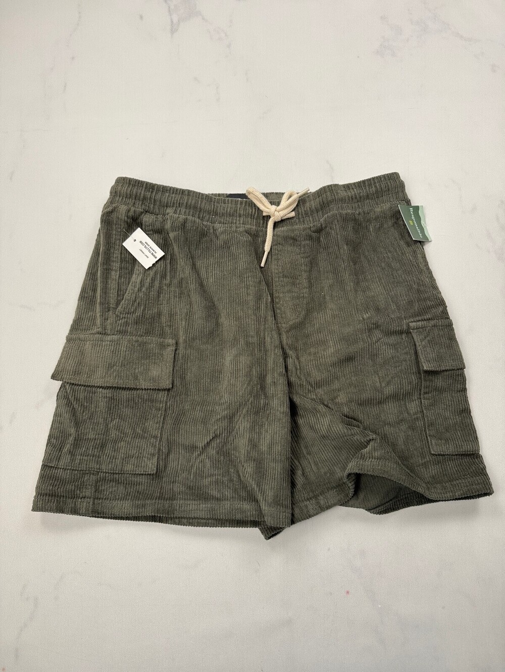 Rsq Pull On Short Bermuda Shorts Khaki 90s VTG Adjustable - Mens S